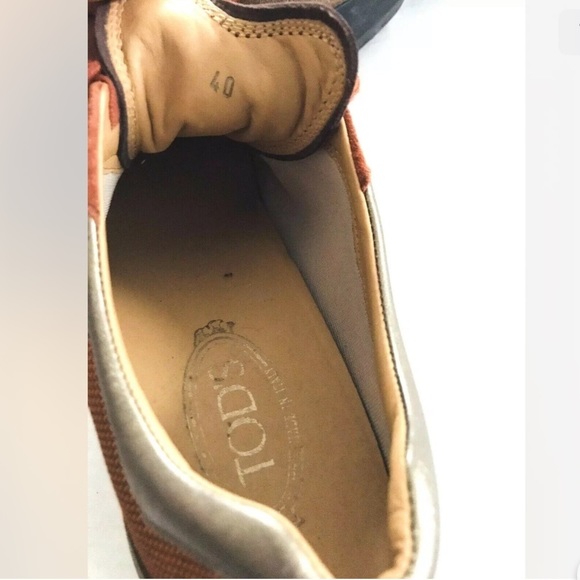 Tod's | Suede Lace Up Mesh Shoes Womens Size 40 Orange Pointy Toe Casual - Picture 9 of 10